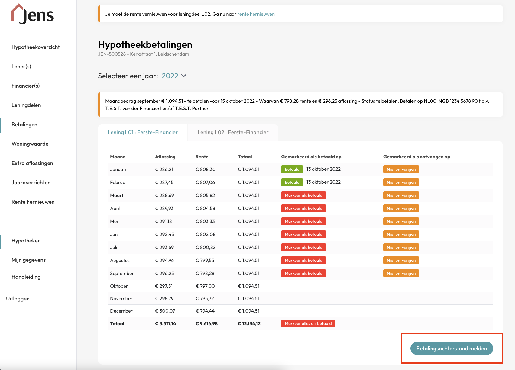 Meld betaalachterstand