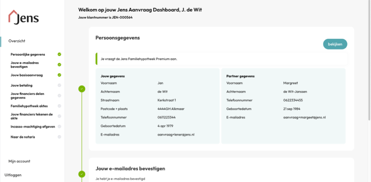 aanvraagproces mobile header divi slider Afbeelding van het tabblad betalingen in Jens Dashboard